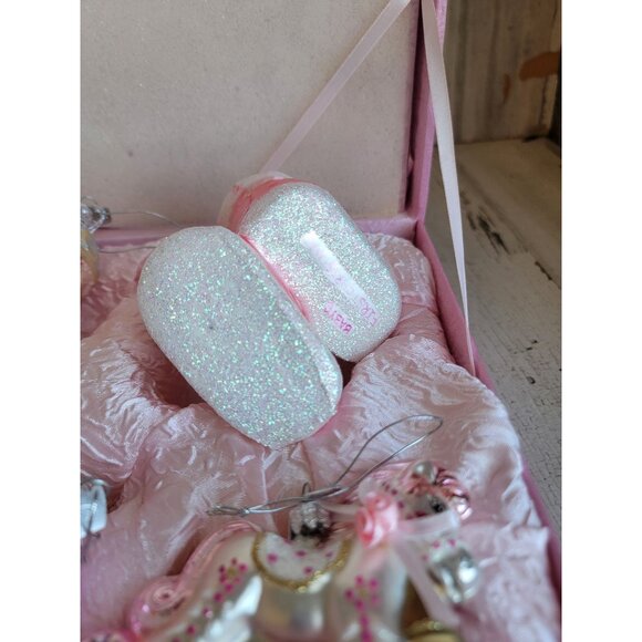 Kurt Adler baby's first Christmas girl Pink glitter ornament Xmas set - Picture 8 of 13